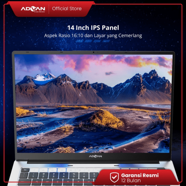 ADVAN Laptop Workplus AMD RYZEN 5 6600H 14'' FHD IPS 16GB 512GB Win 11 - Grey - Image 3