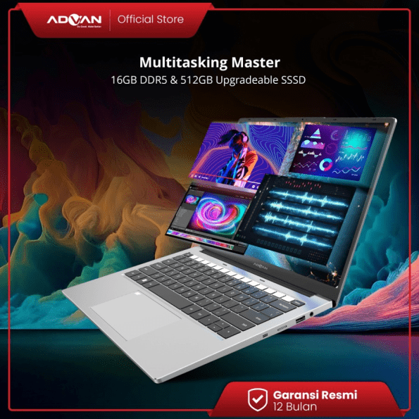 ADVAN Laptop Workplus AMD RYZEN 5 6600H 14'' FHD IPS 16GB 512GB Win 11 - Grey