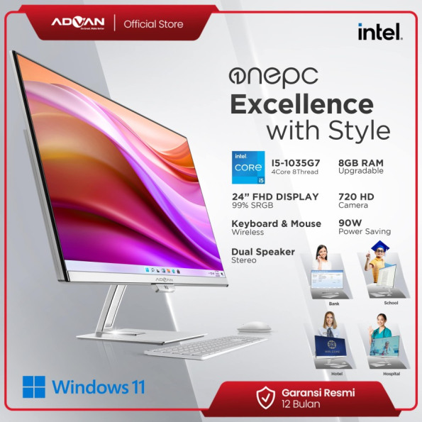 Advan All In One PC AIO OnePC Intel i5 8+512GB Windows 11 - Image 2