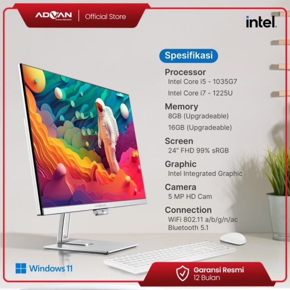Advan All In One PC AIO OnePC Intel i5 8+512GB Windows 11 - Image 3