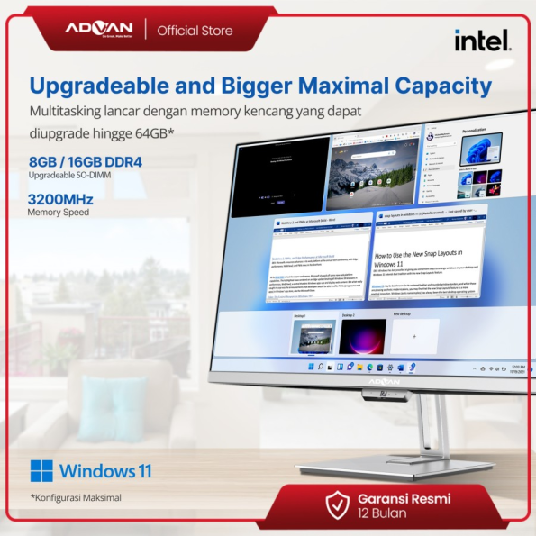 Advan All In One PC AIO OnePC Intel i5 8+512GB Windows 11 - Image 5