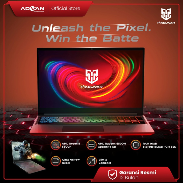 ADVAN Laptop Gaming Pixelwar AMD RYZEN 5 6600H 16" 2.5K IPS 16GB 512GB - Image 8
