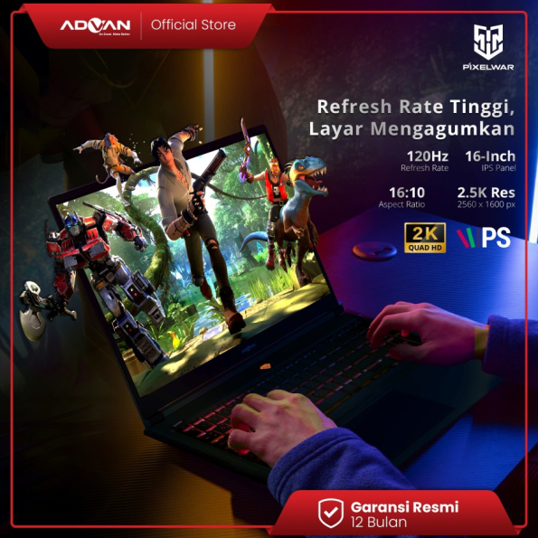 ADVAN Laptop Gaming Pixelwar AMD RYZEN 5 6600H 16" 2.5K IPS 16GB 512GB - Image 3