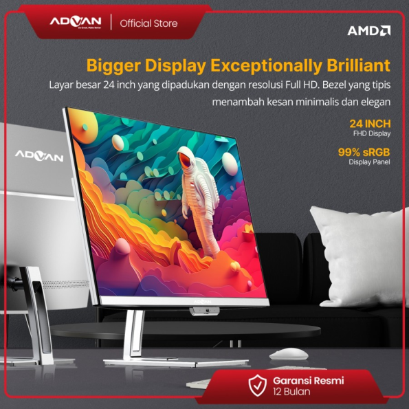 Advan All In One PC AIO OnePC AMD Ryzen 5 5500 U 8GB/512GB Windows 11 - Image 6