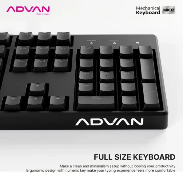 Mechanical Keyboard Advan MK02 gaming Keyboard 104 Keys TKL RGB Light - Garansi 1 Tahun - Image 4