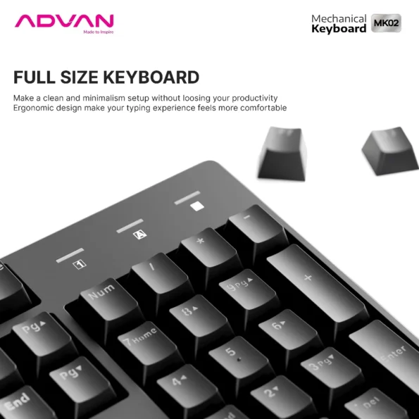Mechanical Keyboard Advan MK02 gaming Keyboard 104 Keys TKL RGB Light - Garansi 1 Tahun - Image 5