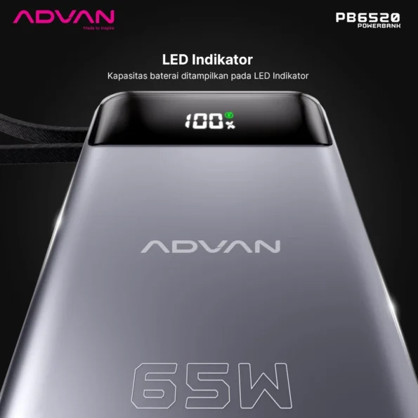 ADVAN Powerbank Suppport Laptop 65W Fast Charging 20.000 mAh Type C Quick Charge - Image 6