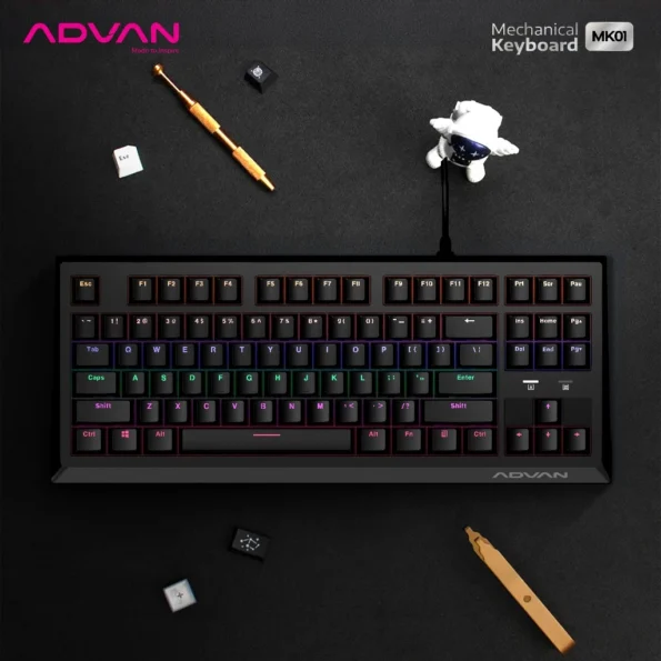 Mechanical Keyboard Advan MK01 Gaming Keyboard TKL 87 KeysRainbow Backlit - Garansi 1 Tahun - Image 3