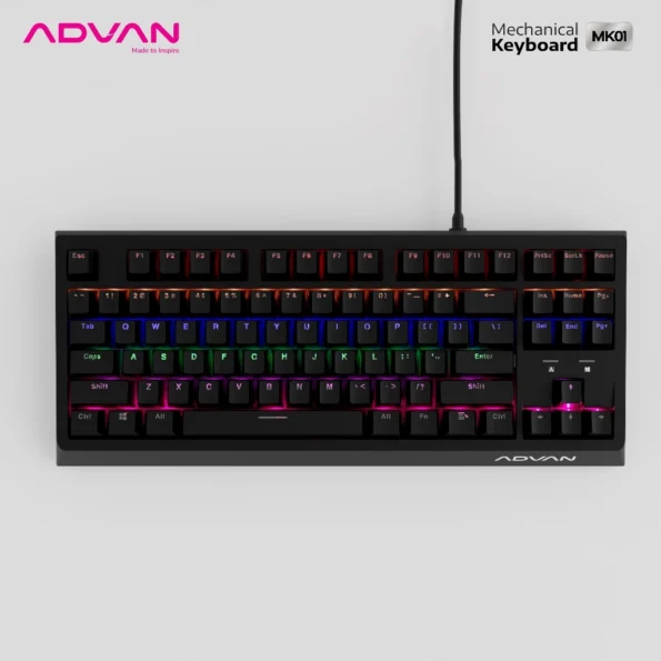 Mechanical Keyboard Advan MK01 Gaming Keyboard TKL 87 KeysRainbow Backlit - Garansi 1 Tahun - Image 6
