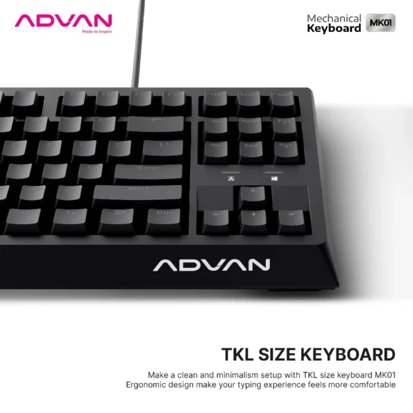 Mechanical Keyboard Advan MK01 Gaming Keyboard TKL 87 KeysRainbow Backlit - Garansi 1 Tahun - Image 8
