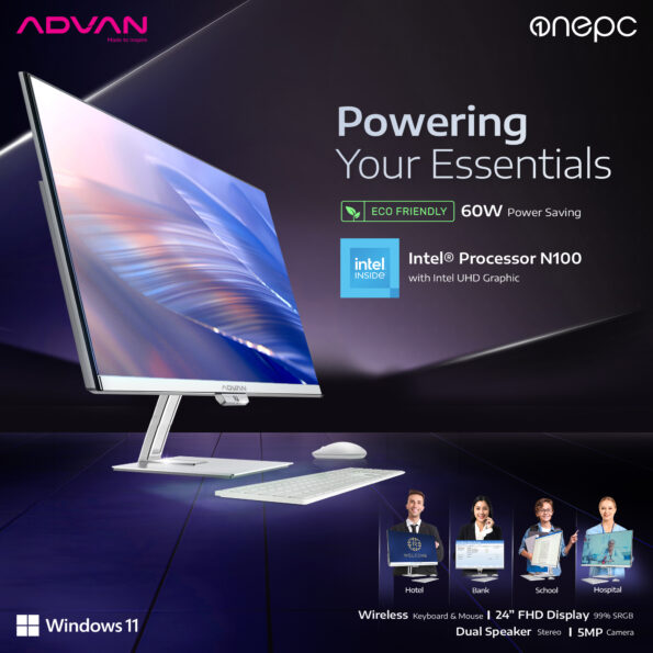 Advan All in One PC AIO ONEPC Intel N100 99% SRGB 60W Power Saving Windows 11