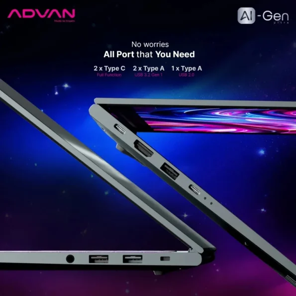 ADVAN Laptop AI Gen ULTRA Prosesor Intel Core Ultra 5 125H 16GB 512GB Windows 11 - Image 2