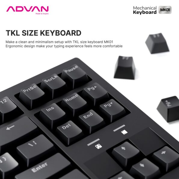 Mechanical Keyboard ADVAN MK01 Gaming Keyboard TKL Rainbow Backlit - Image 6