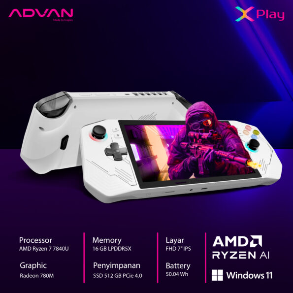 Advan X-Play Handheld Gaming PC AMD Ryzen 7 7840U AMD Ryzen AI IPS 120Hz 100% sRGB 16GB 512GB Windows 11 ST716S05A - Image 10