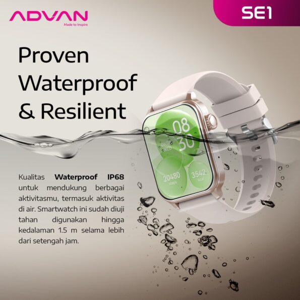 ADVAN Smartwatch SE1 AI Voice Assistant IPS 1.83″ Bluetooth Call Waterproof IP68 - Image 6