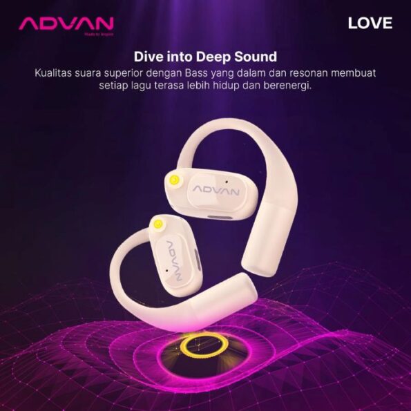 ADVAN TWS Earphone Earhook Wireless Bluetooth Love V5.4 Olahraga Headset - BLACK - Image 6