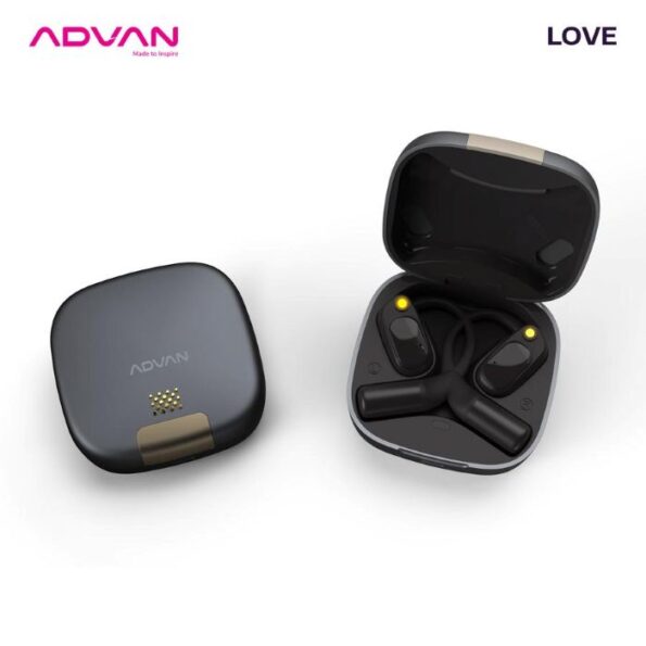 ADVAN TWS Earphone Earhook Wireless Bluetooth Love V5.4 Olahraga Headset - BLACK - Image 8