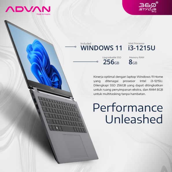 ADVAN 360 Stylus Pro Laptop 2 in 1 Intel Core i3-1215U 14" inch IPS FHD Touchscreen 8GB/256GB Windows 11 - Image 10