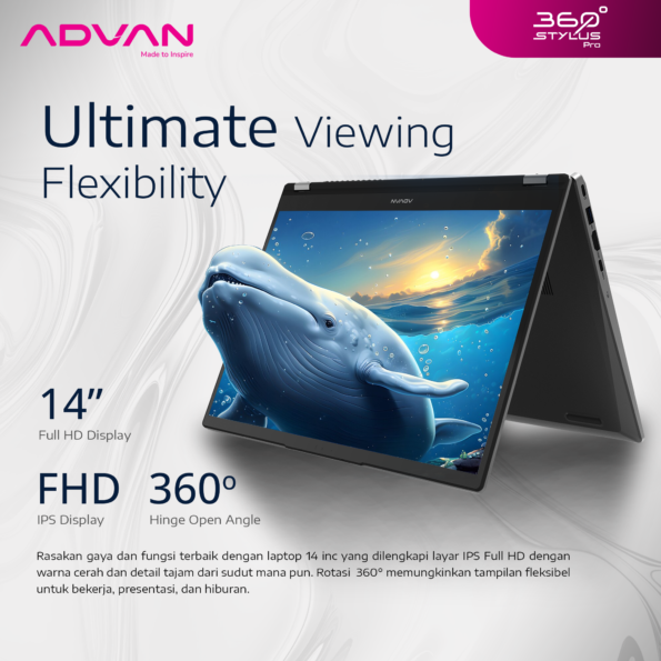 ADVAN 360 Stylus Pro Laptop 2 in 1 Intel Core i3-1215U 14" inch IPS FHD Touchscreen 8GB/256GB Windows 11 - Image 2