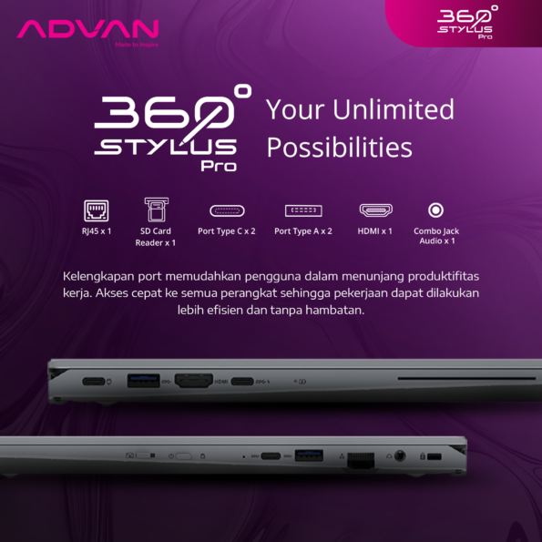 ADVAN 360 Stylus Pro Laptop 2 in 1 Intel Core i3-1215U 14" inch IPS FHD Touchscreen 8GB/256GB Windows 11 - Image 3