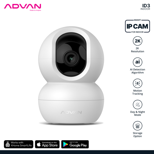 ADVAN Smart IP Camera ID3 CCTV 3MP 2K Indoor CCTV WIFI PTZ - Image 2
