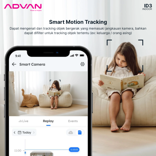ADVAN Smart IP Camera ID3 CCTV 3MP 2K Indoor CCTV WIFI PTZ - Image 5
