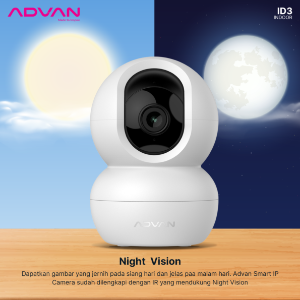 ADVAN Smart IP Camera ID3 CCTV 3MP 2K Indoor CCTV WIFI PTZ - Image 8
