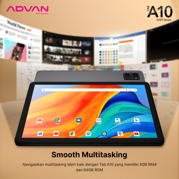 ADVAN TAB A10 Wifi 4GB/64GB 10.1”IPS Screen Tablet Android 14 - Image 4