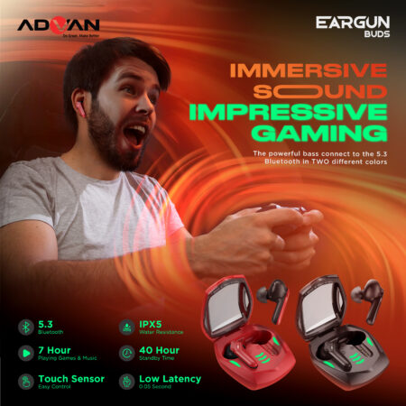 True Wireless Earphone Gaming Advan Eargun Buds Bluetooth 5.3 Earbuds TWS