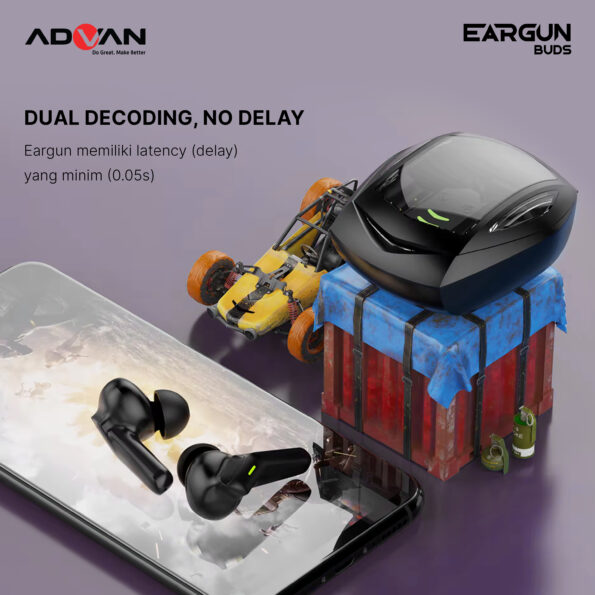 True Wireless Earphone Gaming Advan Eargun Buds Bluetooth 5.3 Earbuds TWS - Image 6