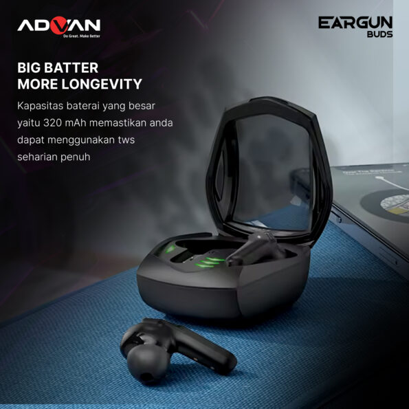 True Wireless Earphone Gaming Advan Eargun Buds Bluetooth 5.3 Earbuds TWS - Image 4