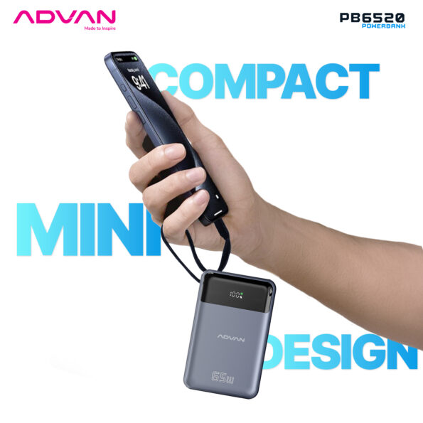 ADVAN Powerbank PB6520 20000 mAh Fast Charging 65W TYPE C Quick Charge - Image 10