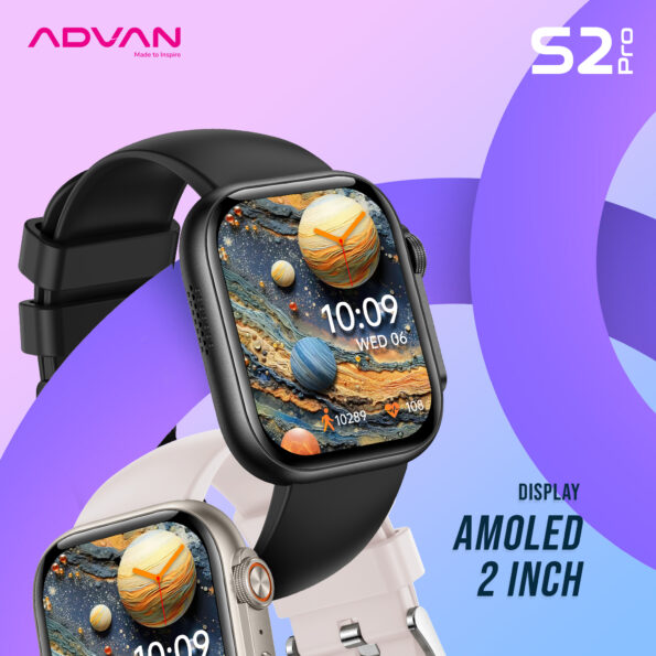 ADVAN Smartwatch S2 PRO Amoled 1.95 inch Slim AI Voice Bluetooth Call Waterproof - BLACK - Image 2