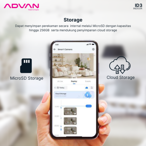 ADVAN Smart IP Camera ID3 CCTV 3MP 2K Indoor CCTV WIFI PTZ - Image 4