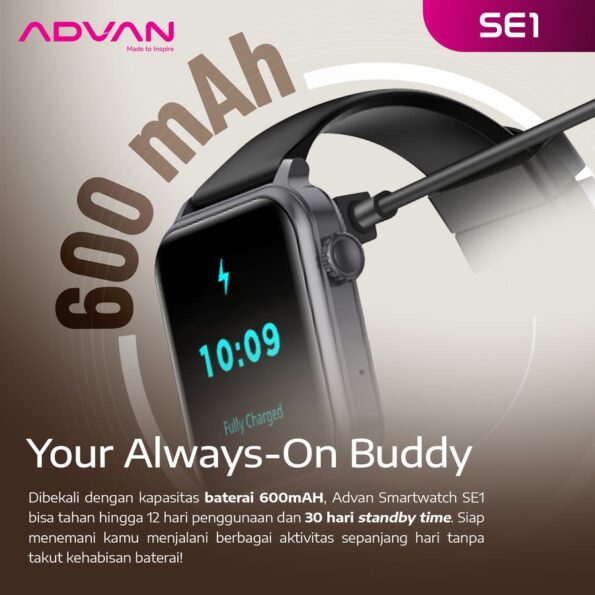 ADVAN Smartwatch SE1 AI Voice Assistant IPS 1.83″ Bluetooth Call Waterproof IP68 - Image 2